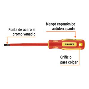 Desarmador dielectrico aislado plano 7/32" Truper