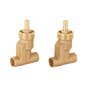 Juego 2 llaves regadera de bronce para empotrar soldables