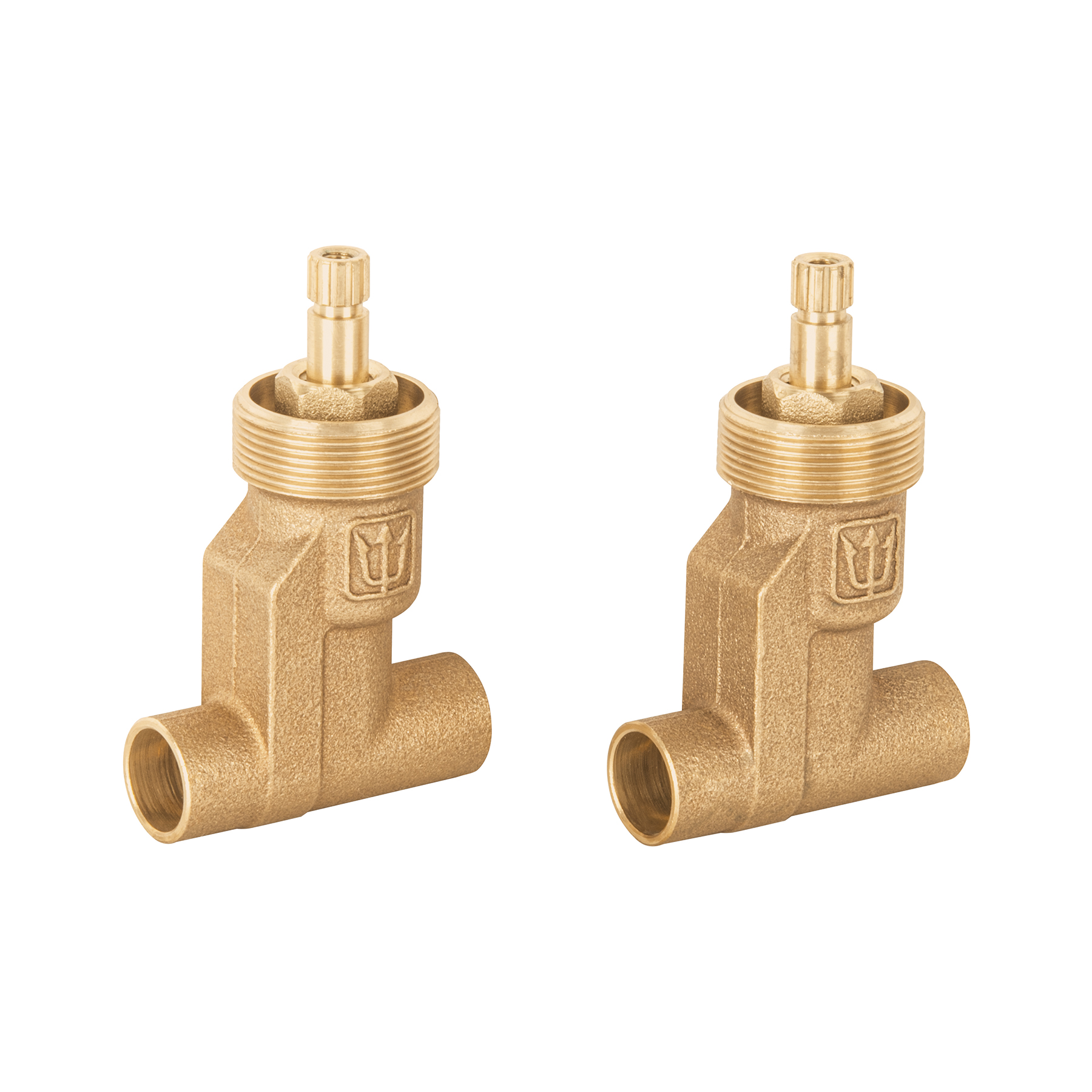 Juego 2 llaves regadera de bronce para empotrar soldables