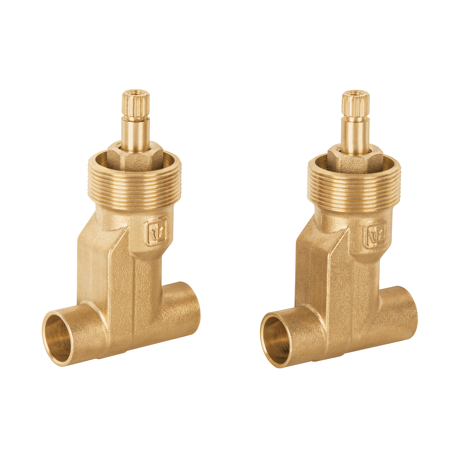 Juego 2 llaves regadera de laton de empotrar soldables