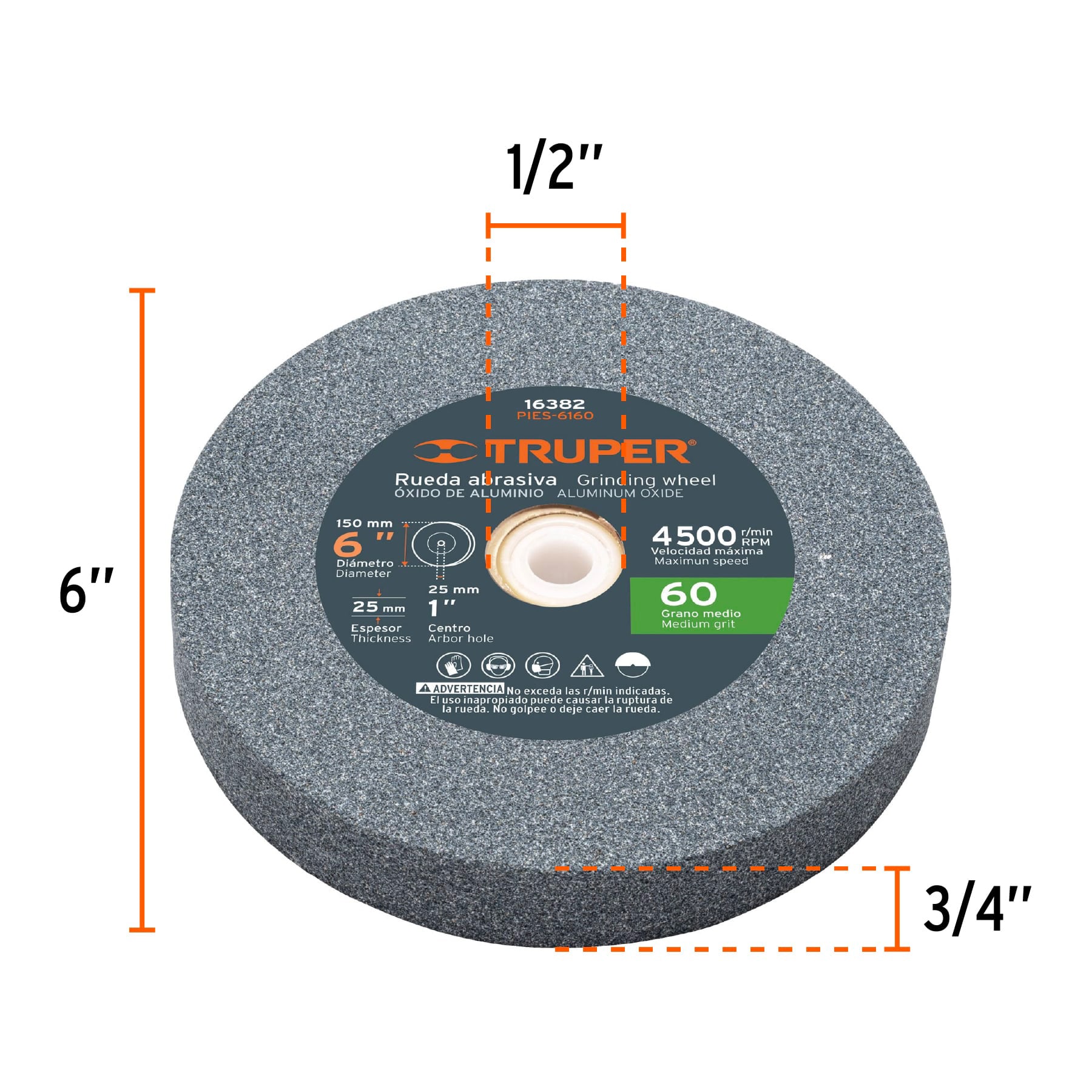 Esmeril de banco de 6" de 1/2 Hp 370w Truper
