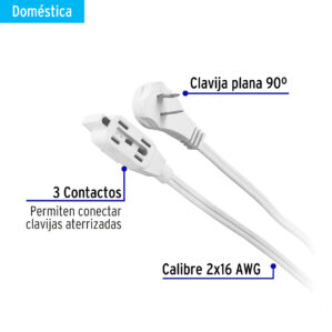 Extension electrica domestica 3m blanca Volteck