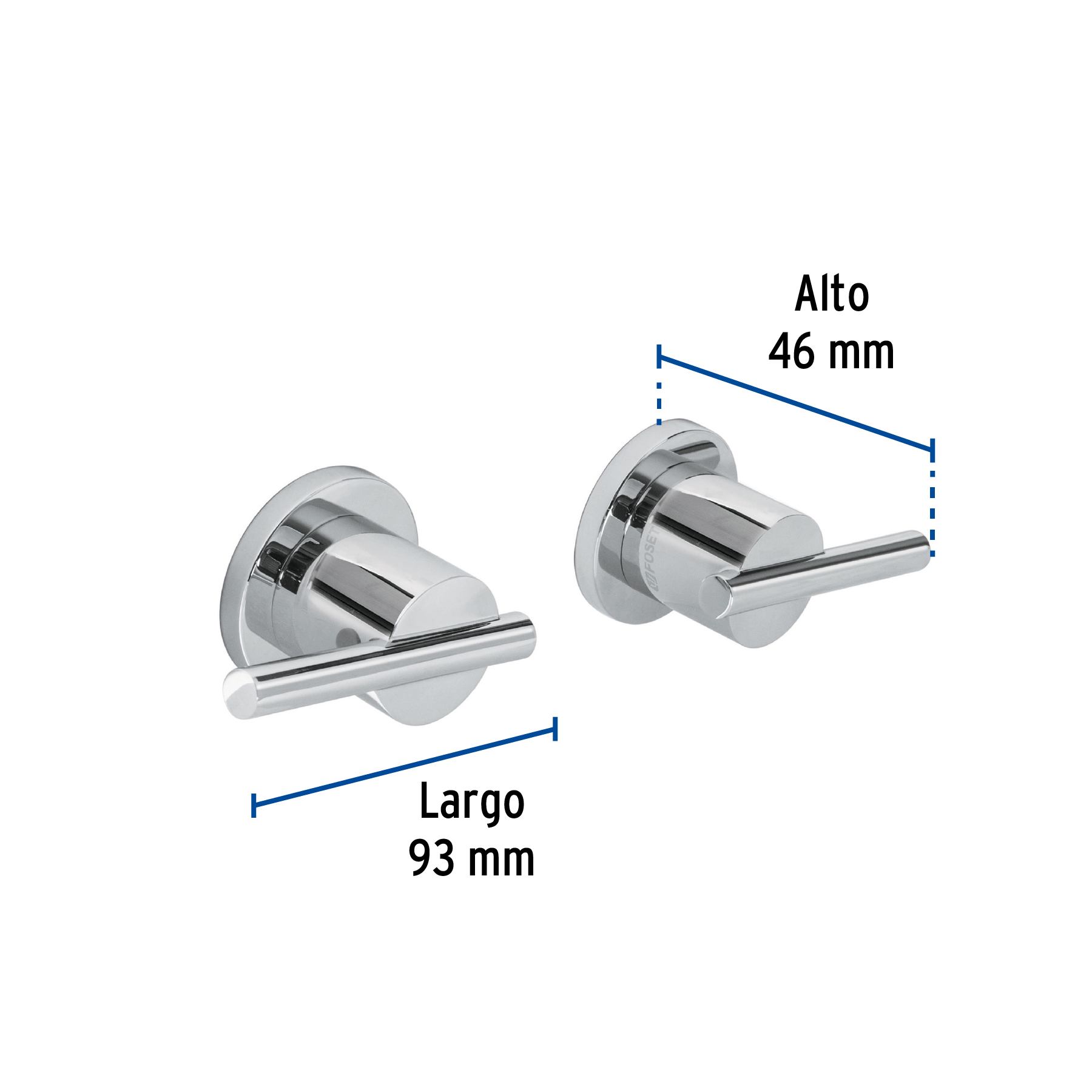 Caja con 2 Manerales para Regadera Acabado Cromo