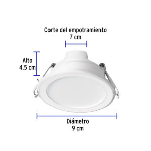 Lampara LED empotrado redondo, 5W, 6500K, Basic