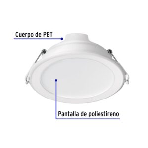 Lampara LED empotrado redondo, 7W, 6500K, Basic