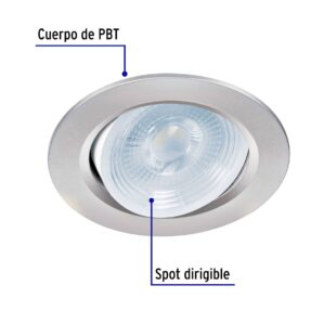 Spot dirigible Led Redondo 5w 6500k plata