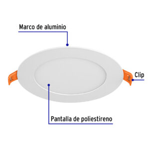 Lampara led slim de empotrar redondo 6w