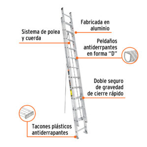 Escalera de extension tipo III 24 peldaños 150kg