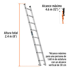Escalera recta tipo III de 8 peldaños 150kg Truper