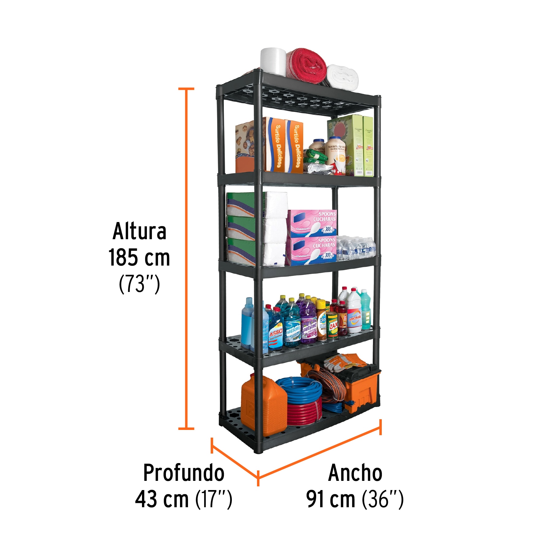 Estante Plastico Uso Rudo de 5 repisas