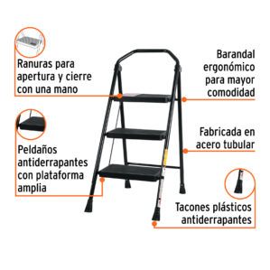 Escalera tubular plegable 3 peldaños Truper