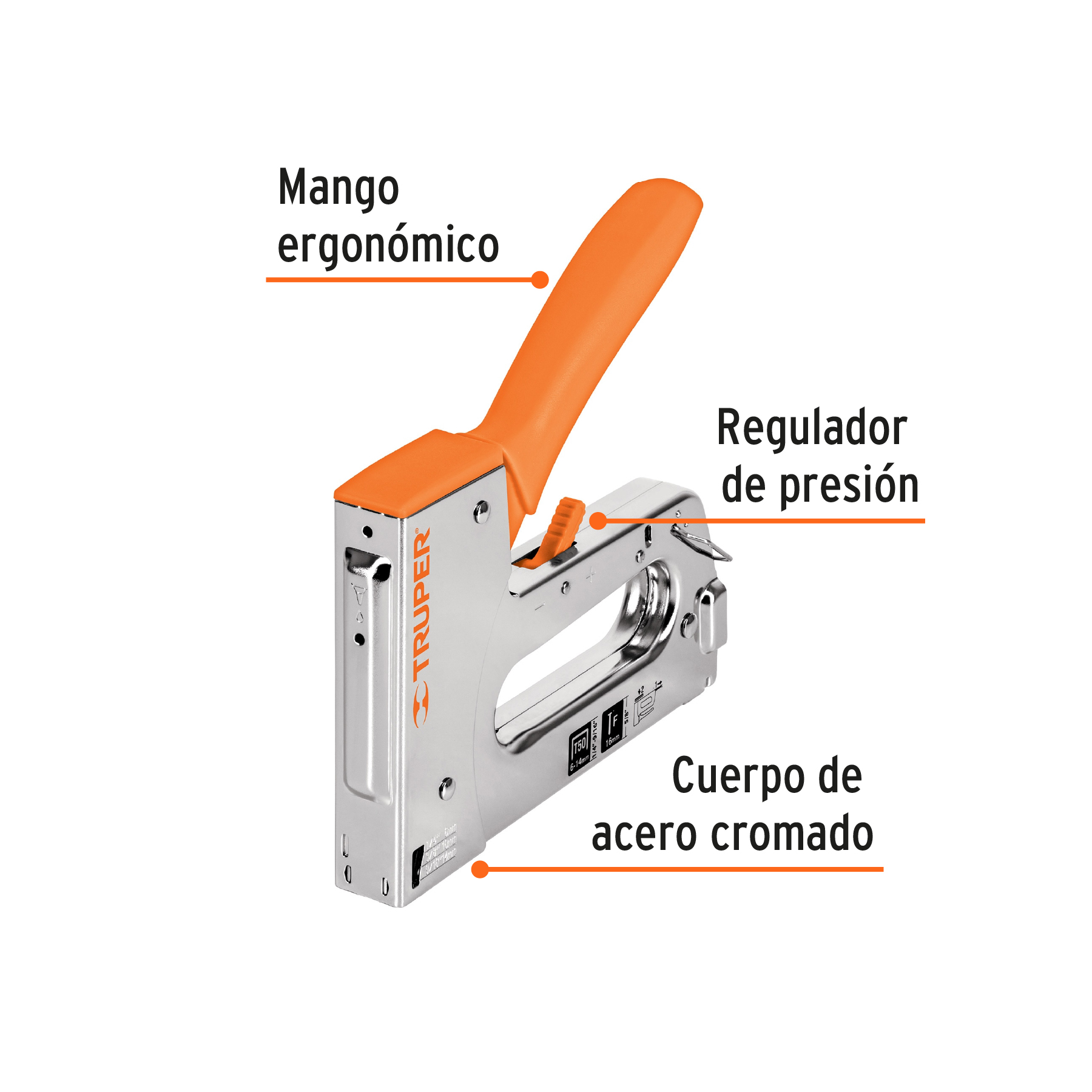 Engrapadora tipo pistola para grapas de 1/4 a 9/16"