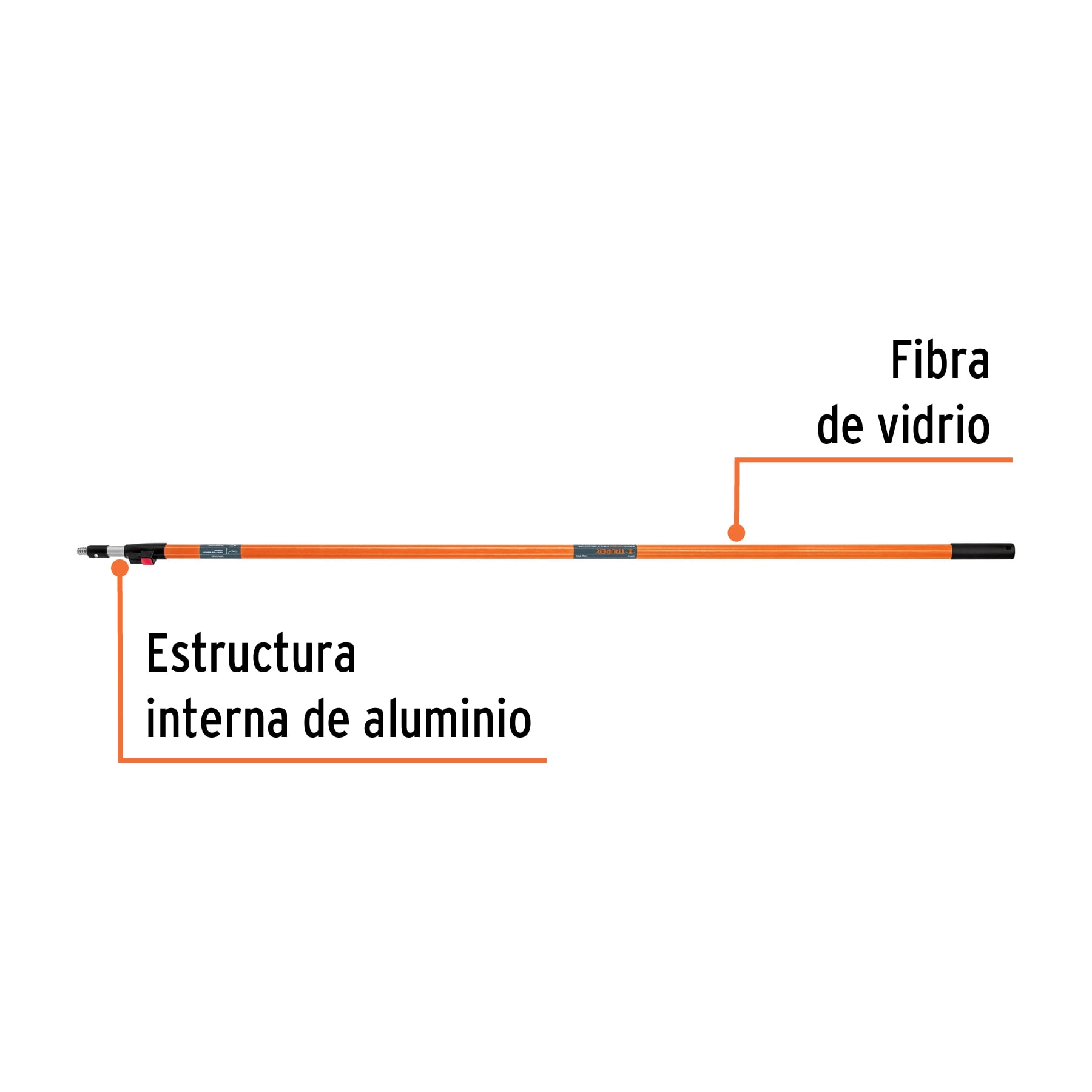 Extension de fibra de vidrio para rodillo 3.6m pintar