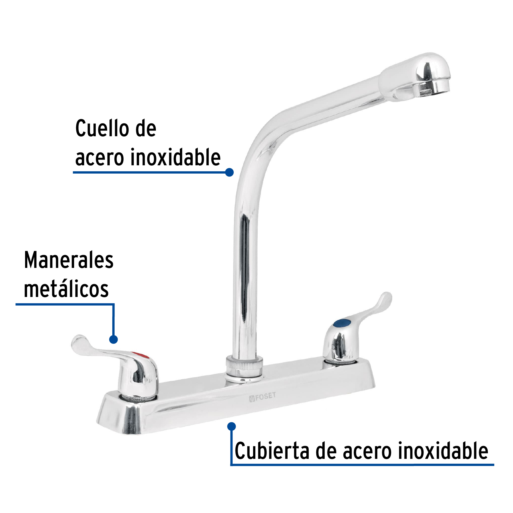 Mezcladora Para Fregadero 8" Cuello Cobra