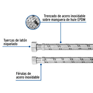 Manguera para Calentador de acero inox 1/2x3/4" de 80cm