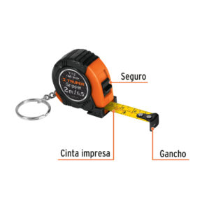 Flexometro tipo llavero 2m Cinta 13mm