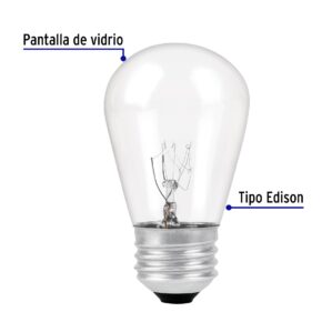 Lampara incandescente S14 de 11 W, 2200 K, E26/E27