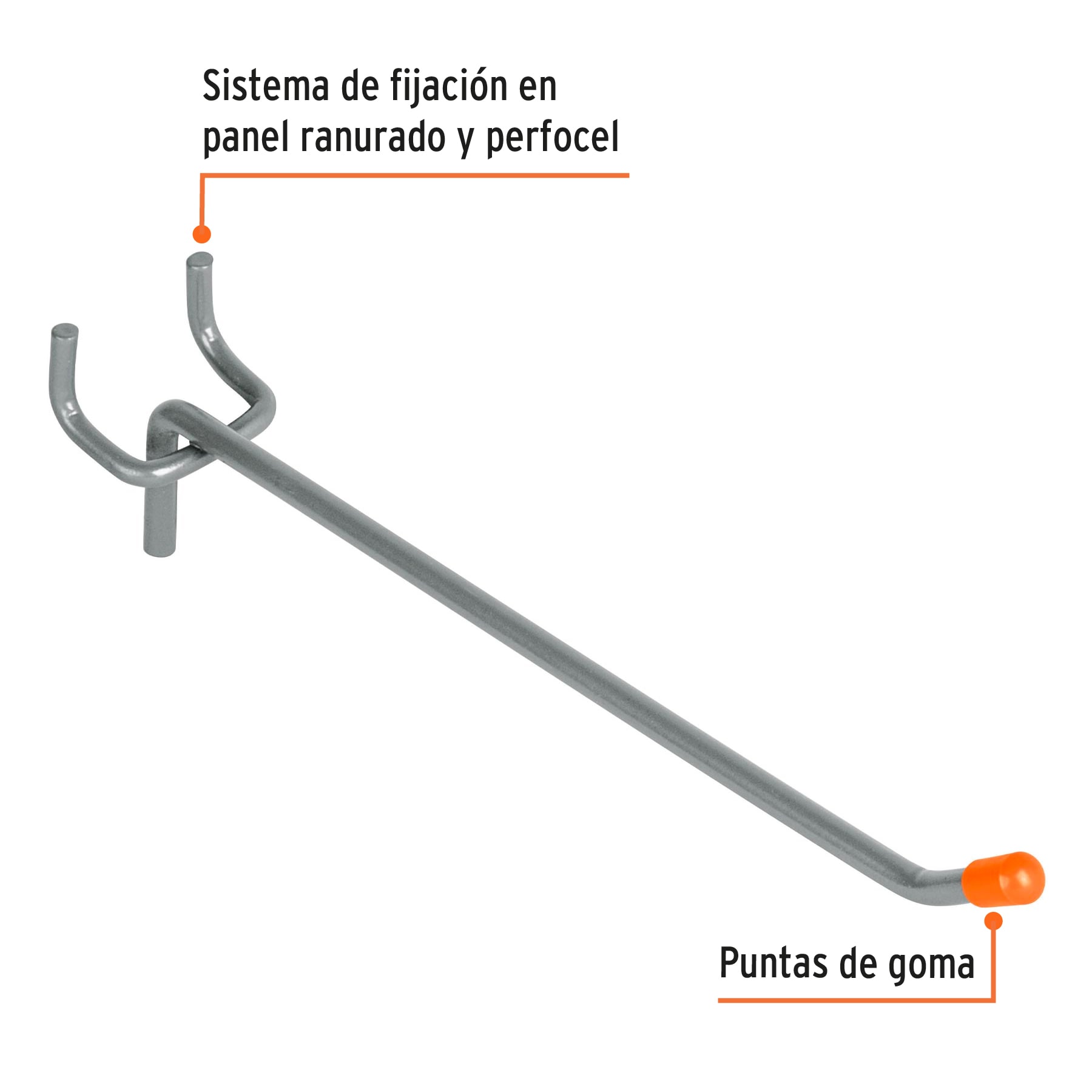 Gancho para perfocel y ranurado 6"