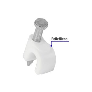 Grapa para cable redondo 6mm blanca pack 20 piezas