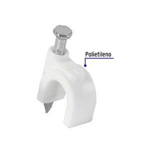 Grapa para cable redondo 8mm blanca bolsa con 20 piezas