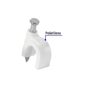 Grapa para cable redondo 8mm blanca bolsa 500 piezas