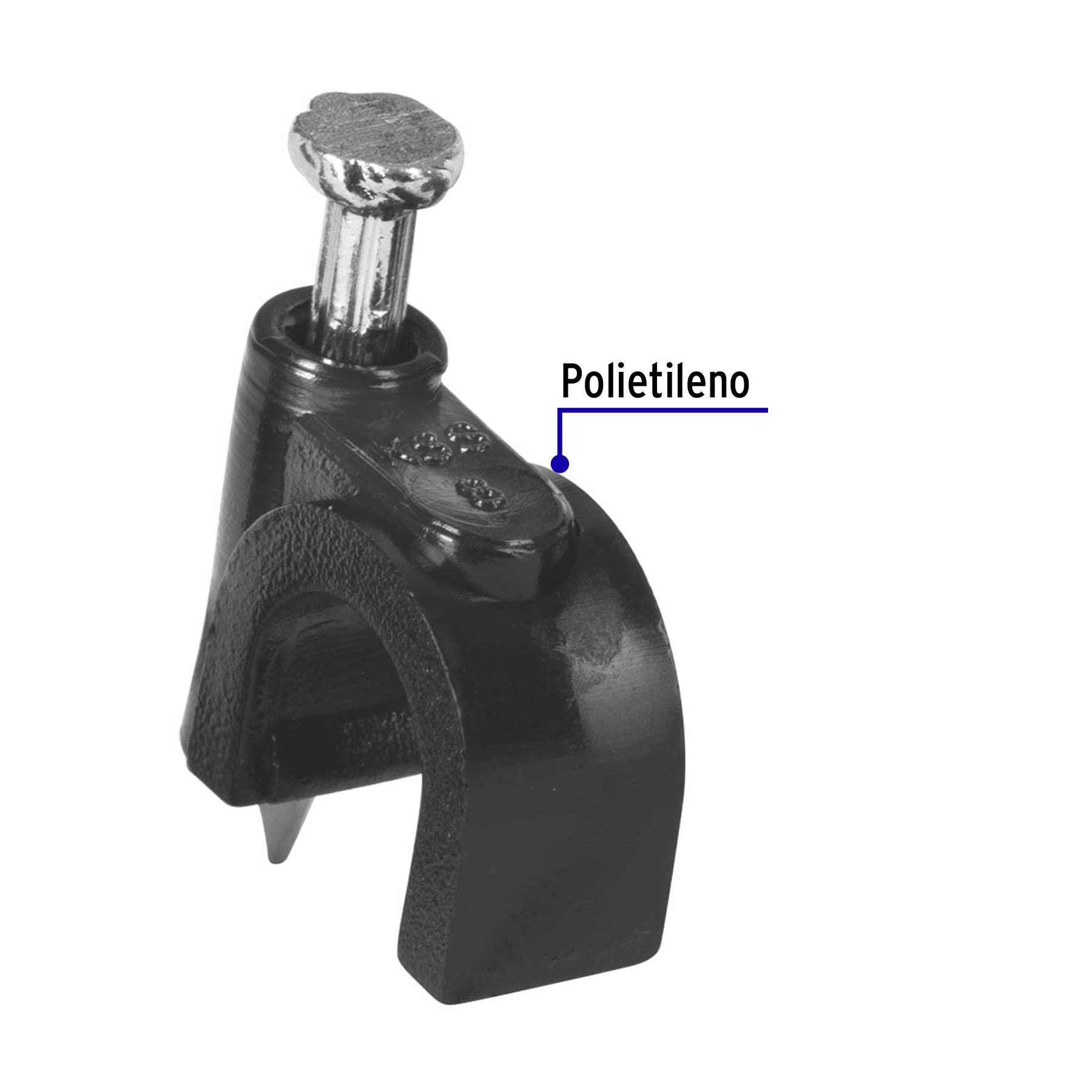 Grapa para cable redondo 8mm negra bolsa 20 piezas