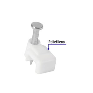 Grapa para cable plano 3x6mm blanca bolsa 20 pzas