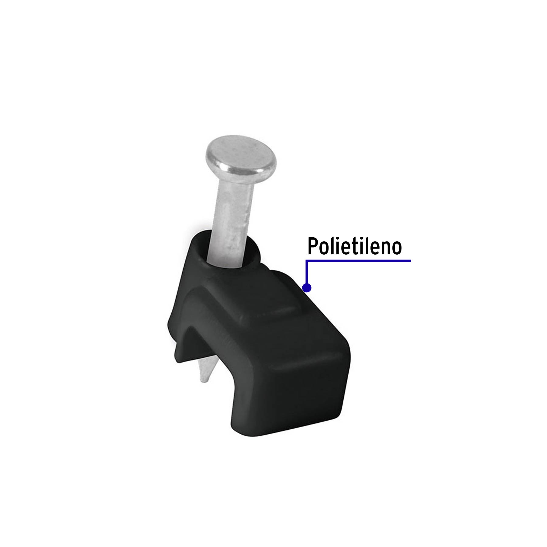 Grapa para cable plano 3x6mm Negra bolsa 20 pzas