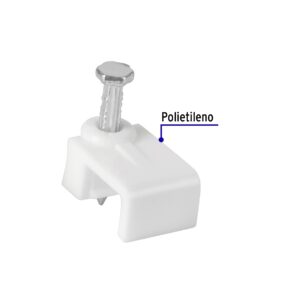 Grapa para cable plano 5x8.5 mm blanca bolsa 20 pzas