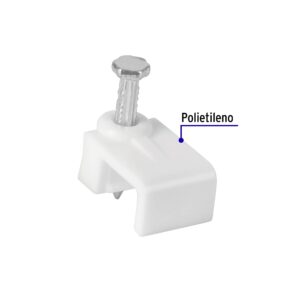 Grapa para cable plano 5x8.5mm blanca bolsa 500 pzas