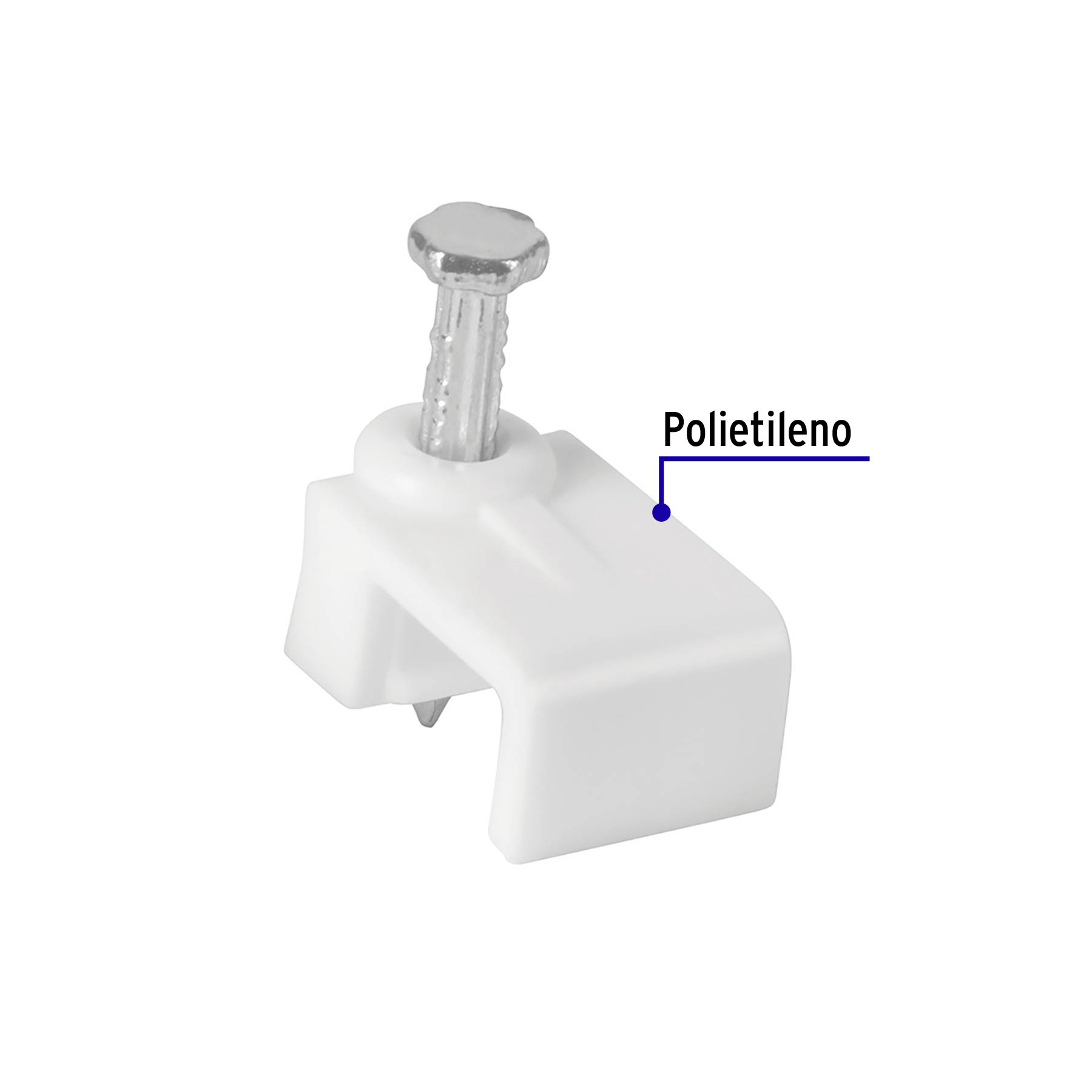 Grapa para cable plano 5x8.5mm blanca bolsa 500 pzas