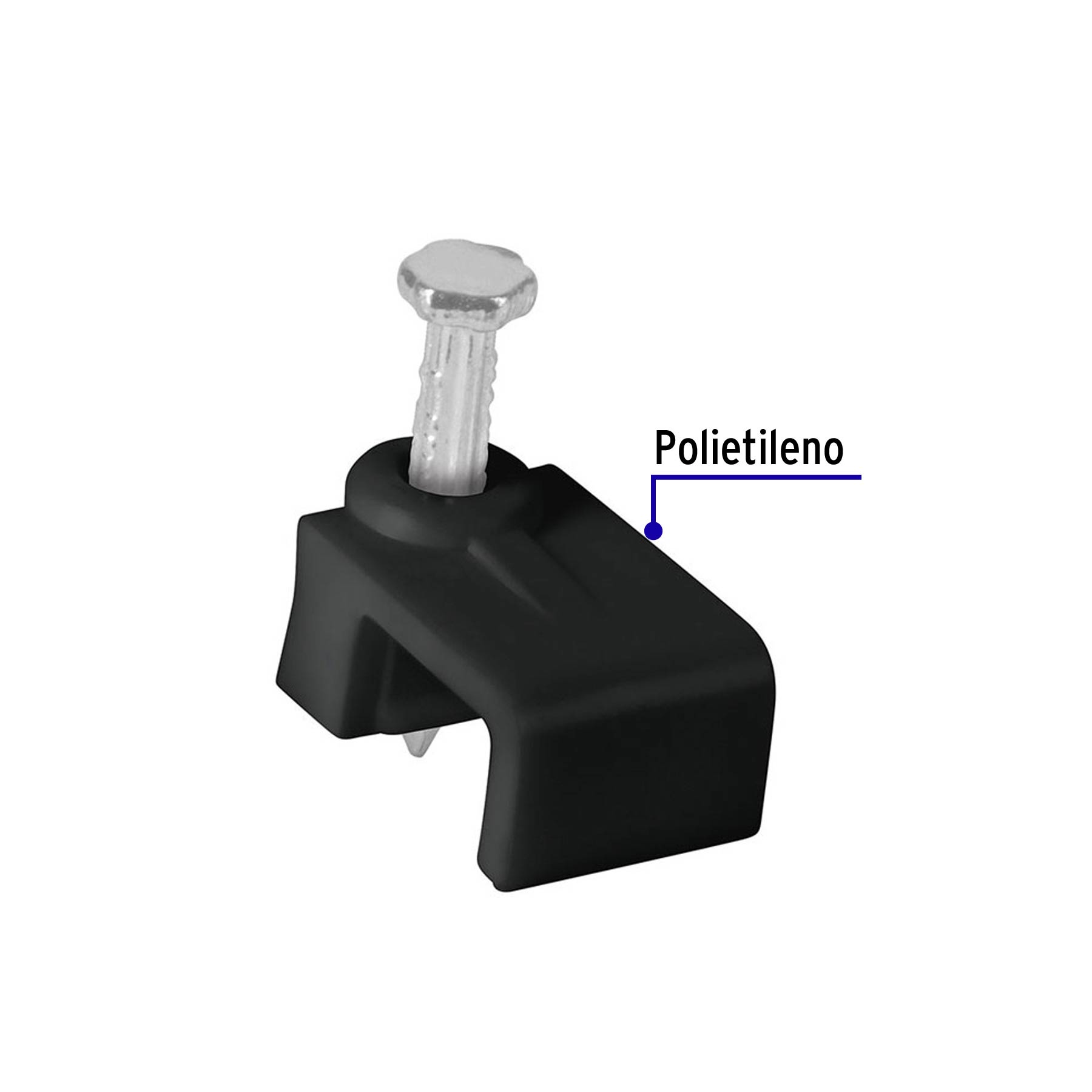 Grapa para cable plano 5x8.5mm Negra bolsa 20 pzas