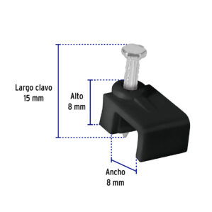 Grapa para cable plano 5x8.5mm Negra bolsa 20 pzas
