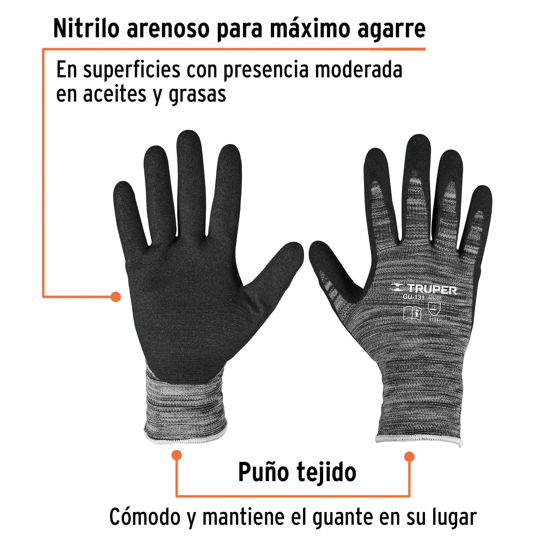Guantes de nitrilo rugoso arenoso maximo agarre chicos
