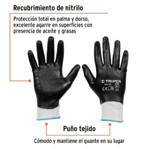 Guantes de Poliester con recubrimiento de nitrilo Medianos
