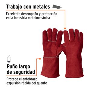 Guantes rojos para soldador