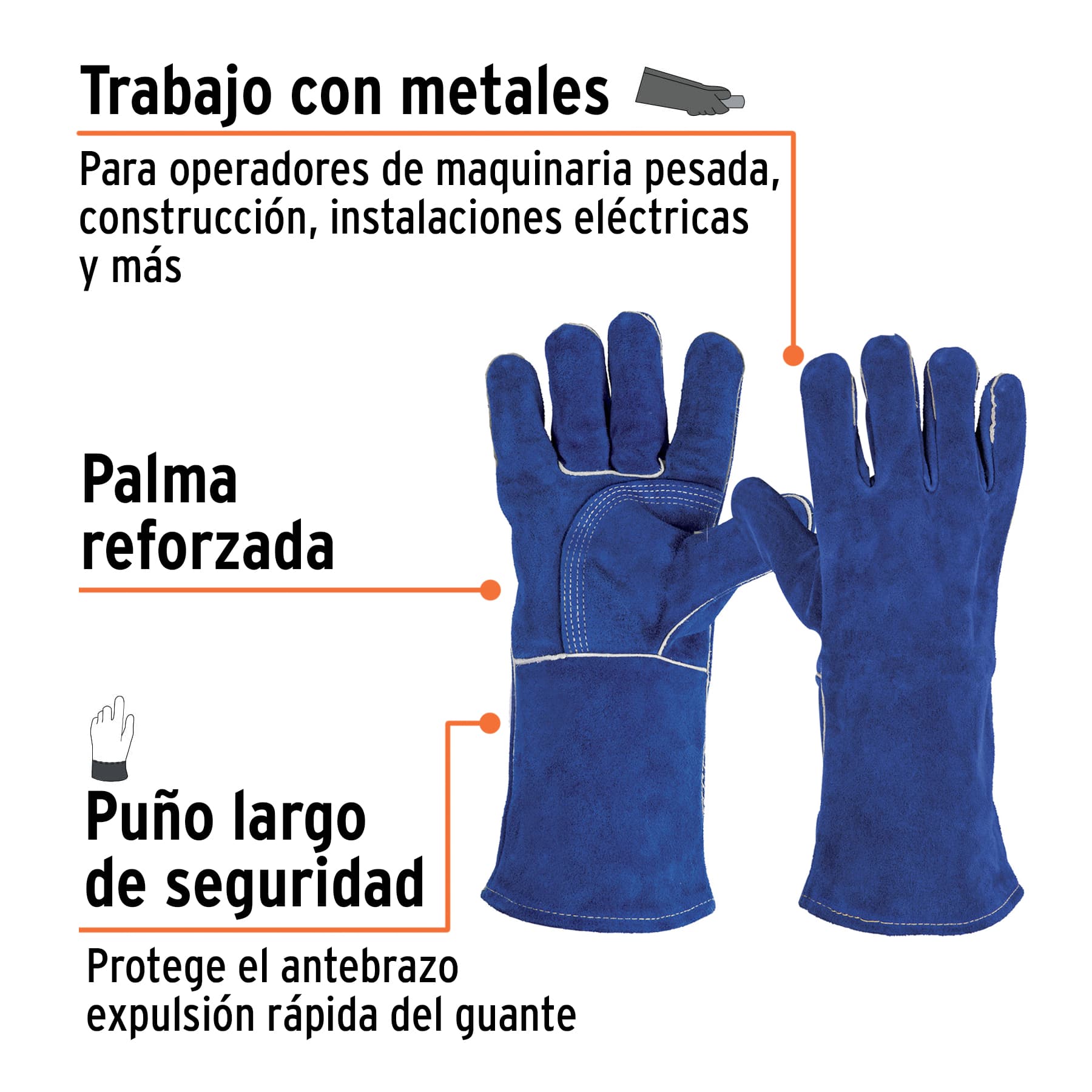 Guantes azules flexibles para soldador