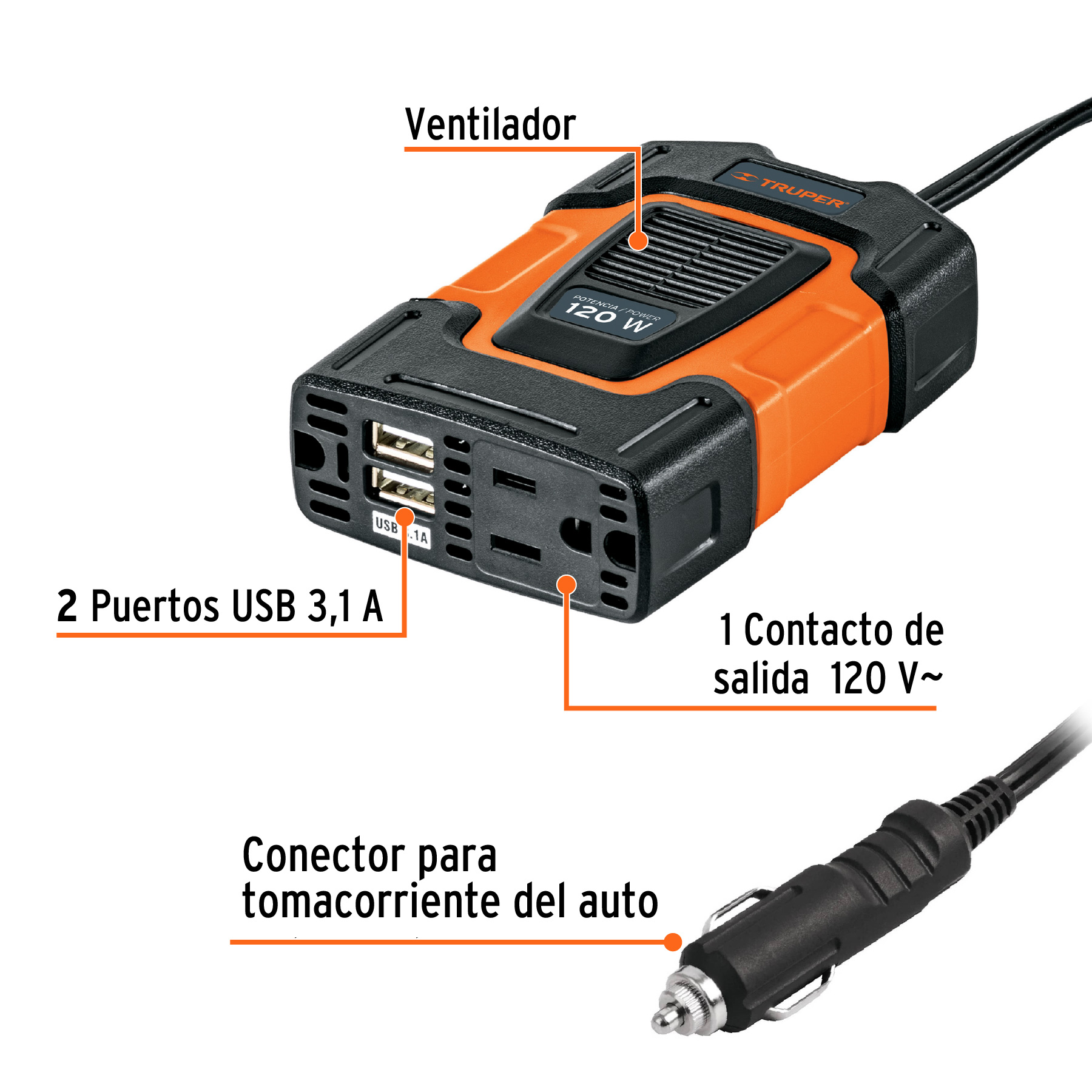 Inversor de corriente de 120w