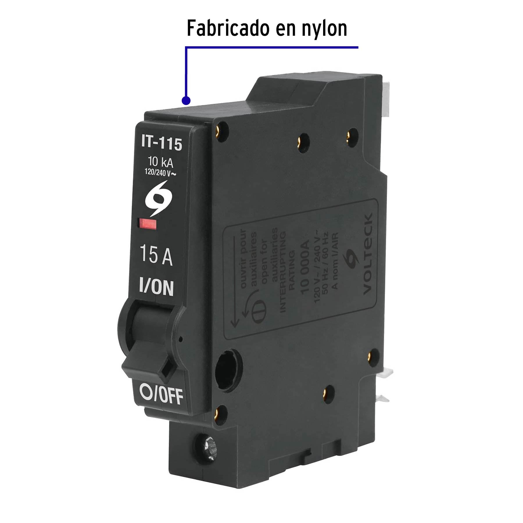 Interruptor termomagnetico 1 polo 15A Pastilla Volteck