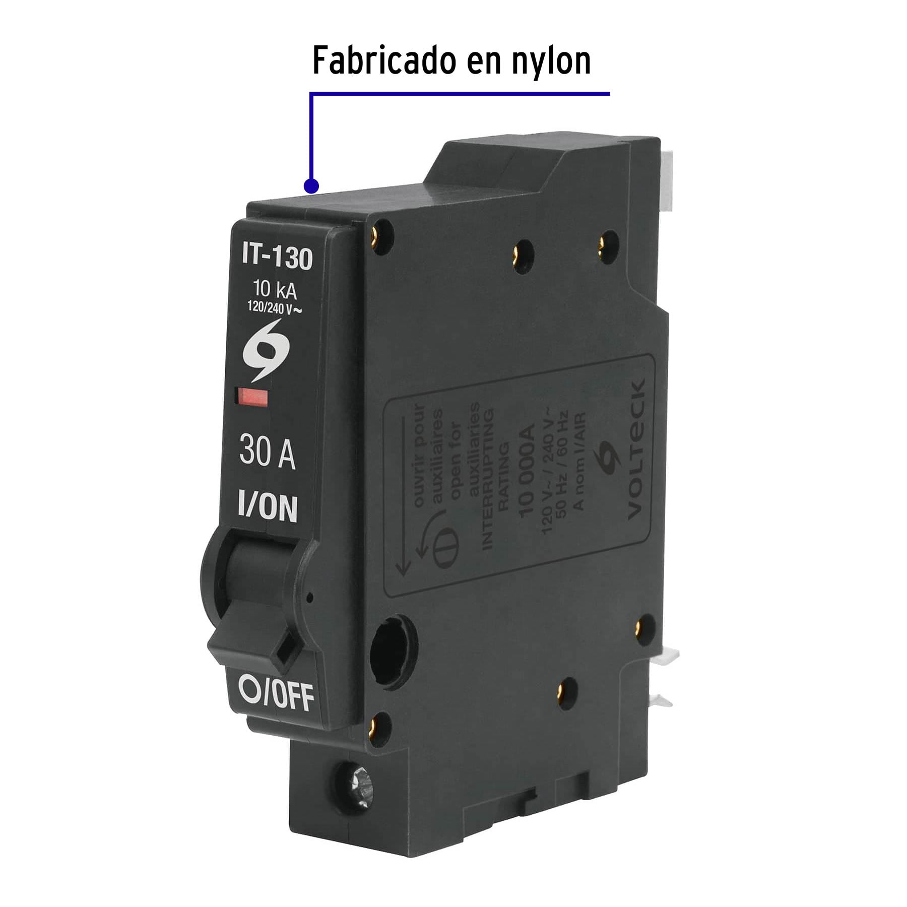 Interruptor termomagnetico 1 polo 30A Pastilla Volteck