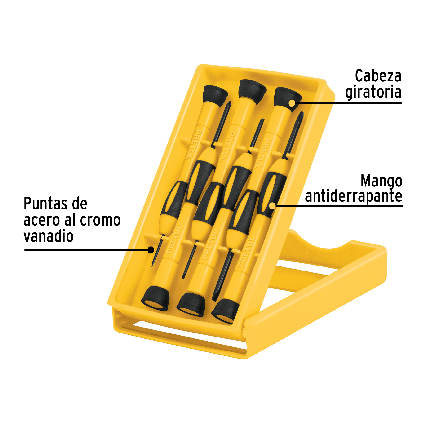 Juego Joyero de desarmadores de precision 6 piezas Pretul