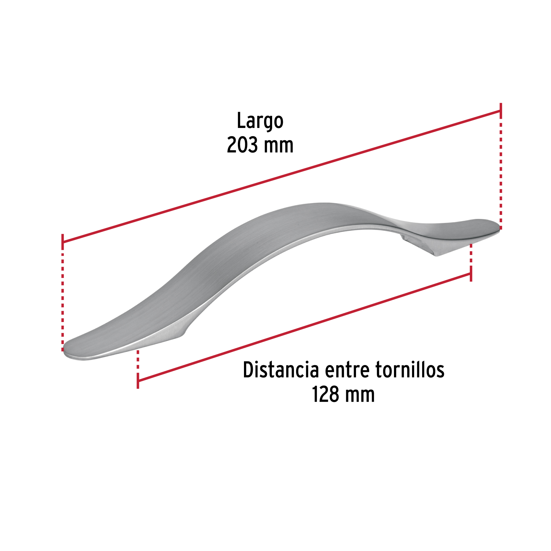 Jaladera de 128mm, linea Burgos, niquel, HERMEX