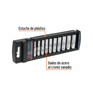 Juego de 10 dados largos standard Cuadro 1/4"