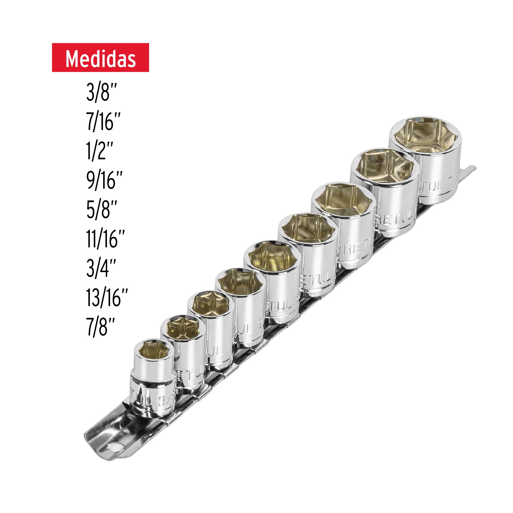 Juego de 9 dados standard Cuadrado de 3/8" Pretul