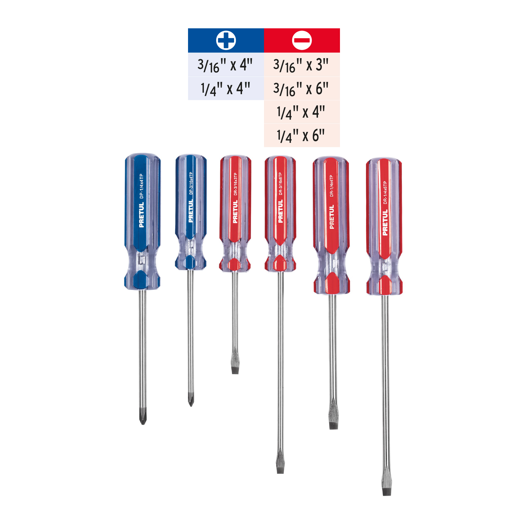 Juego de desarmadores 6 piezas mango PVC Pretul