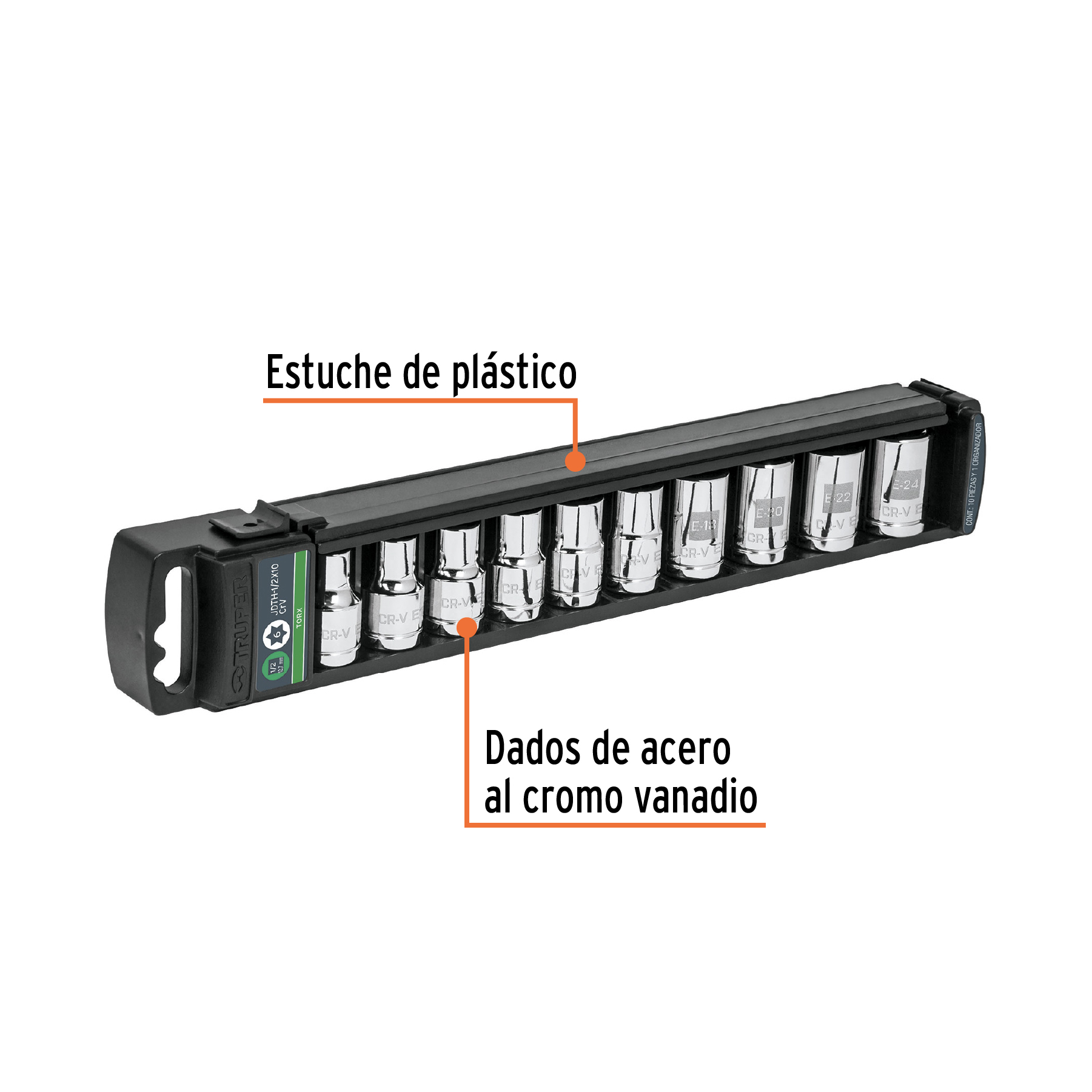 Juego de 10 dados de punta torx 1/2"