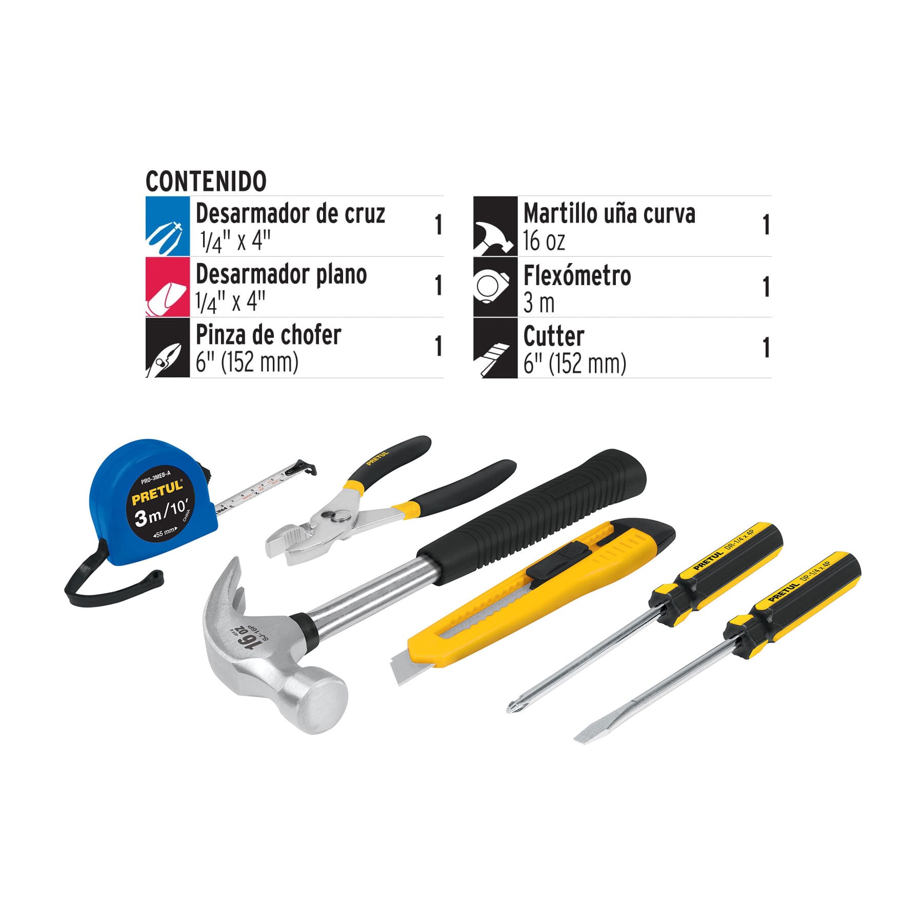Juego casero de herramientas 6 piezas Pretul