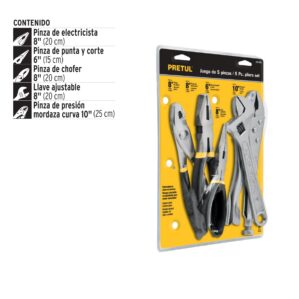 Juego de 4 Pinzas y 1 Llave Perico Pretul
