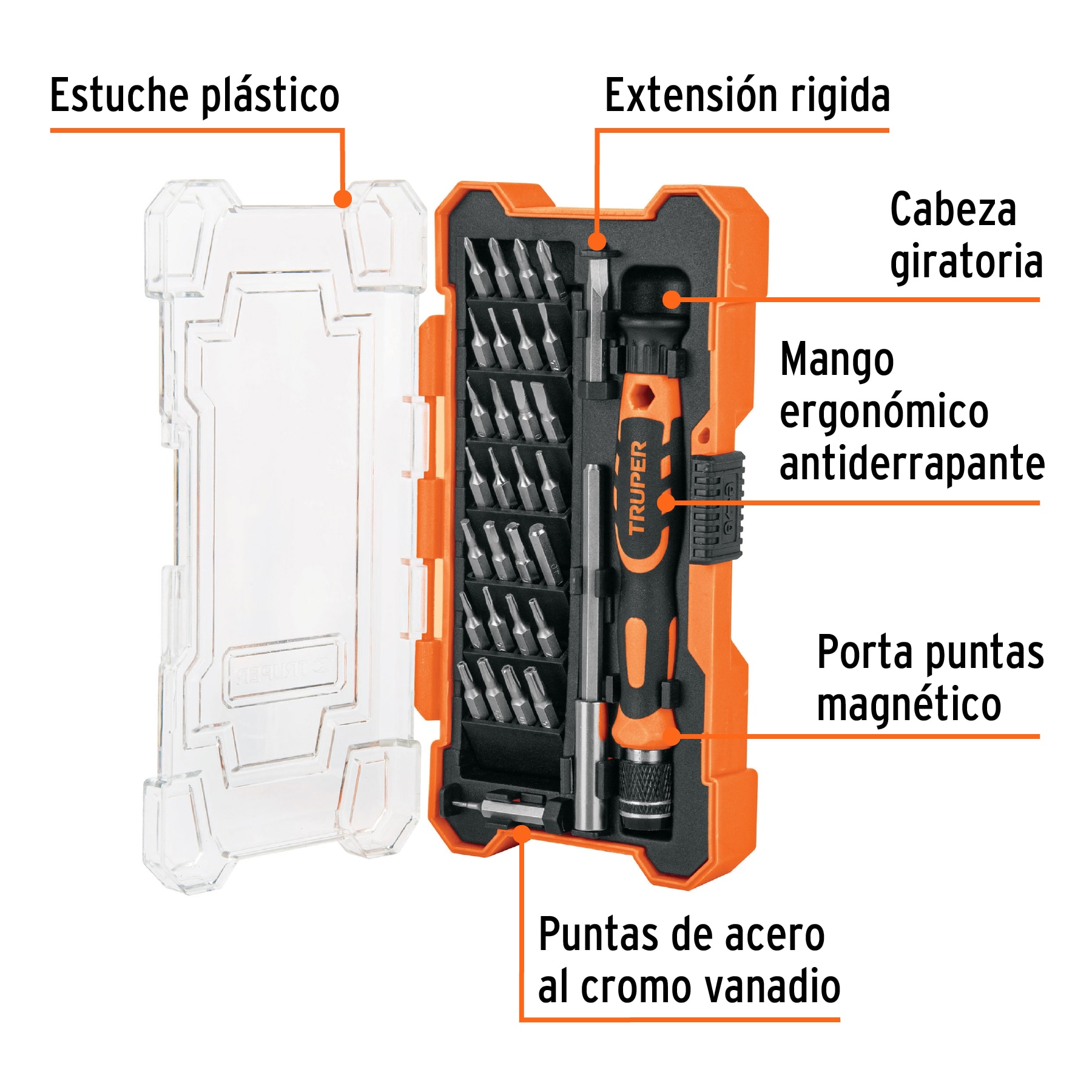 Desarmador de Precision con 30 Puntas Intercambiables