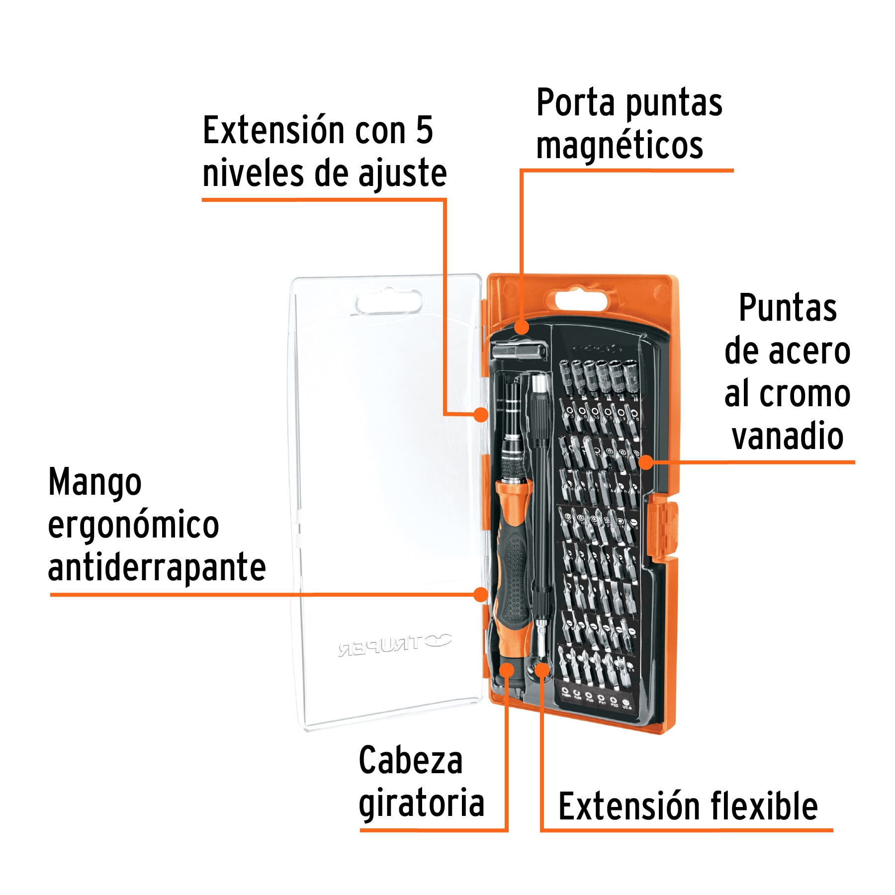 Desarmador de precision con 57 puntas intercambiables